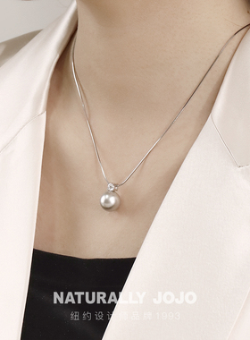 单颗正圆人造大珍珠项链女