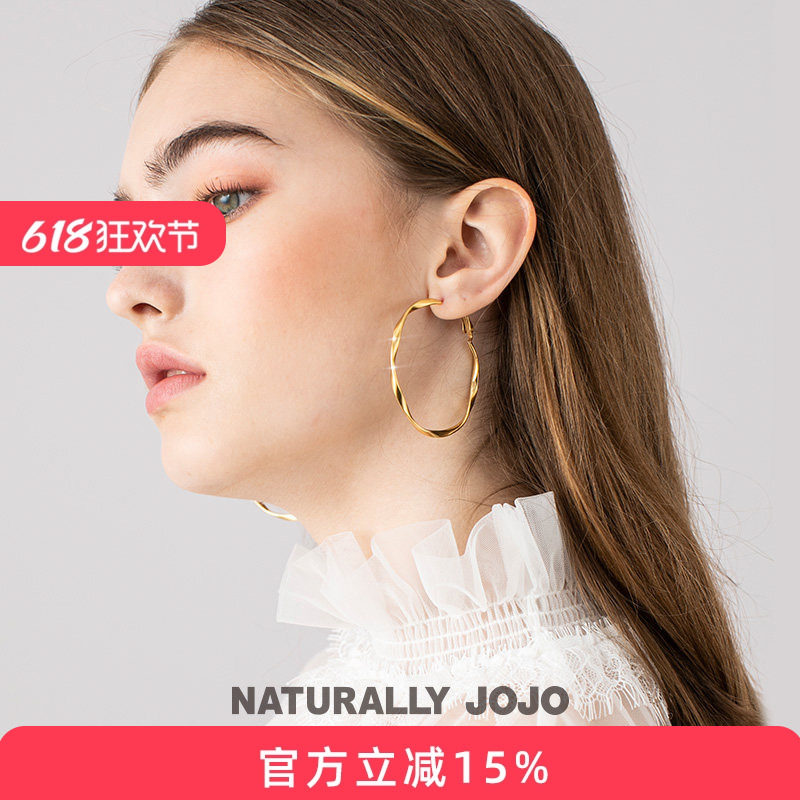 彩金大耳环女2026新款爆款耳圈女气质韩国圆圈网红欧美圆环耳饰品