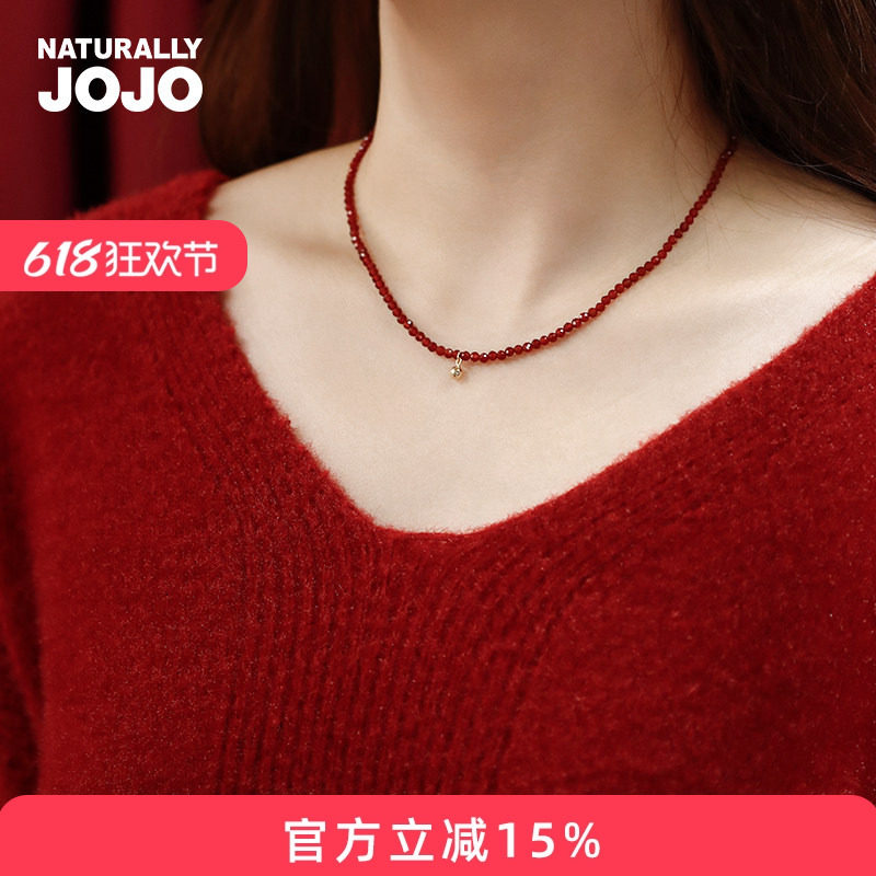7A高品质天然切面红玛瑙925银项链女生小众设计锁骨链颈链显白