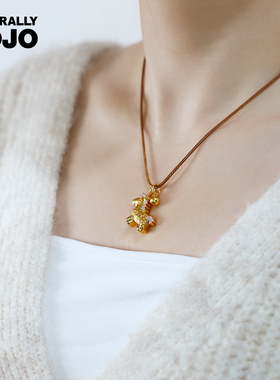 马上有钱双面小马编织绳长项链女毛衣链国风本命年马年生肖配饰