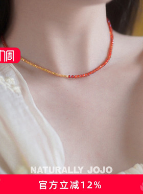 925纯银红色锆石碎金子项链女