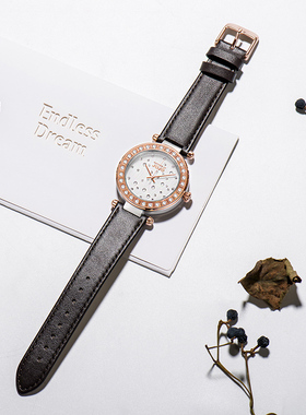 JOJO手表女水钻镶钻真皮皮带钢带时尚潮流女士防水正品学生石英表