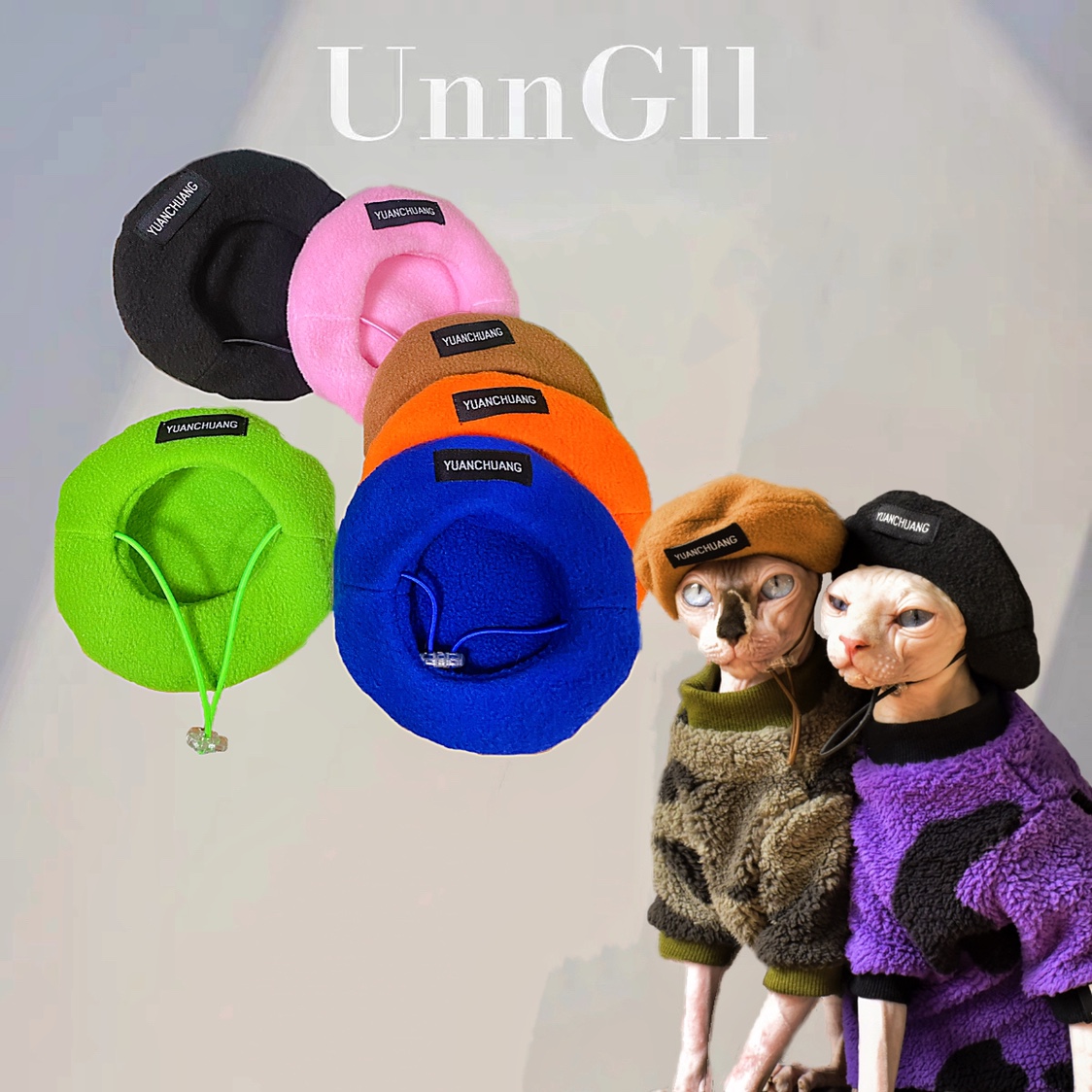 Y·H 穿搭玩家的宠儿！潮味贝雷帽 永禾斯芬克斯无毛猫衣服冬天