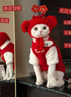 Y·H 新年红 软糯云朵绒大吉过年衣服 无毛猫德文加厚保暖冬天