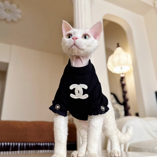 Y·H 名媛香香女孩冬天保暖卫衣 斯芬克斯无毛猫衣服德文