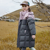 正品 外套 中大童女孩加厚冬季 巴拉品儿童羽绒服女童中长款 洋气新款