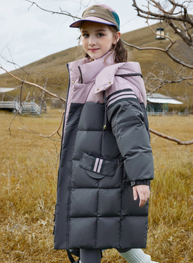 正品巴拉品儿童羽绒服女童中长款洋气新款中大童女孩加厚冬季外套