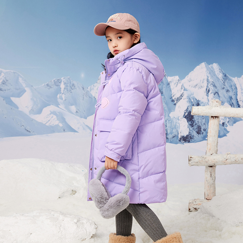 正品巴拉品女童羽绒服中长款加厚