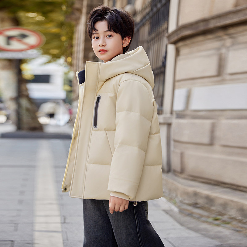 新款巴拉品儿童羽绒服男童短款中大童冬装加厚洋气女童白鸭绒外套