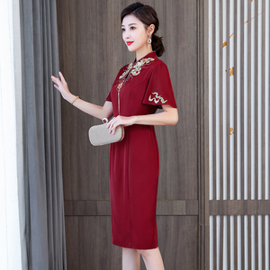 RM8834#婚礼妈妈婚宴礼服喜婆婆装敬酒连衣裙修身夏