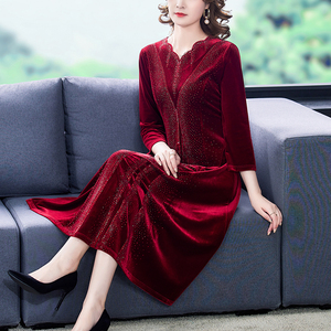 RM21815#礼服父母亲喜婆婆婚宴装旗袍高贵年轻洋气连衣裙秋