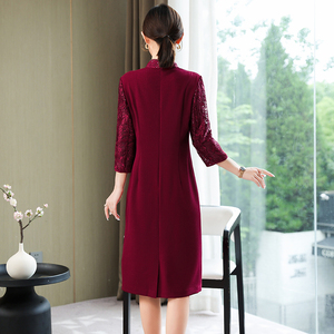 RM23109#婚礼妈妈婚宴礼服喜婆婆装敬酒连衣裙修身秋