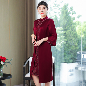 RM23112#婚礼妈妈婚宴礼服喜婆婆装敬酒连衣裙修身夏