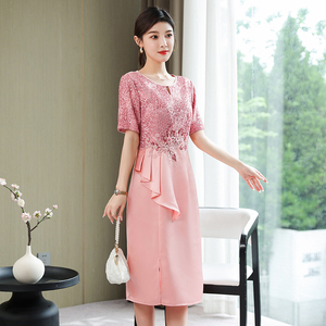 RY1655#婚礼妈妈婚宴礼服喜婆婆装敬酒连衣裙修身夏