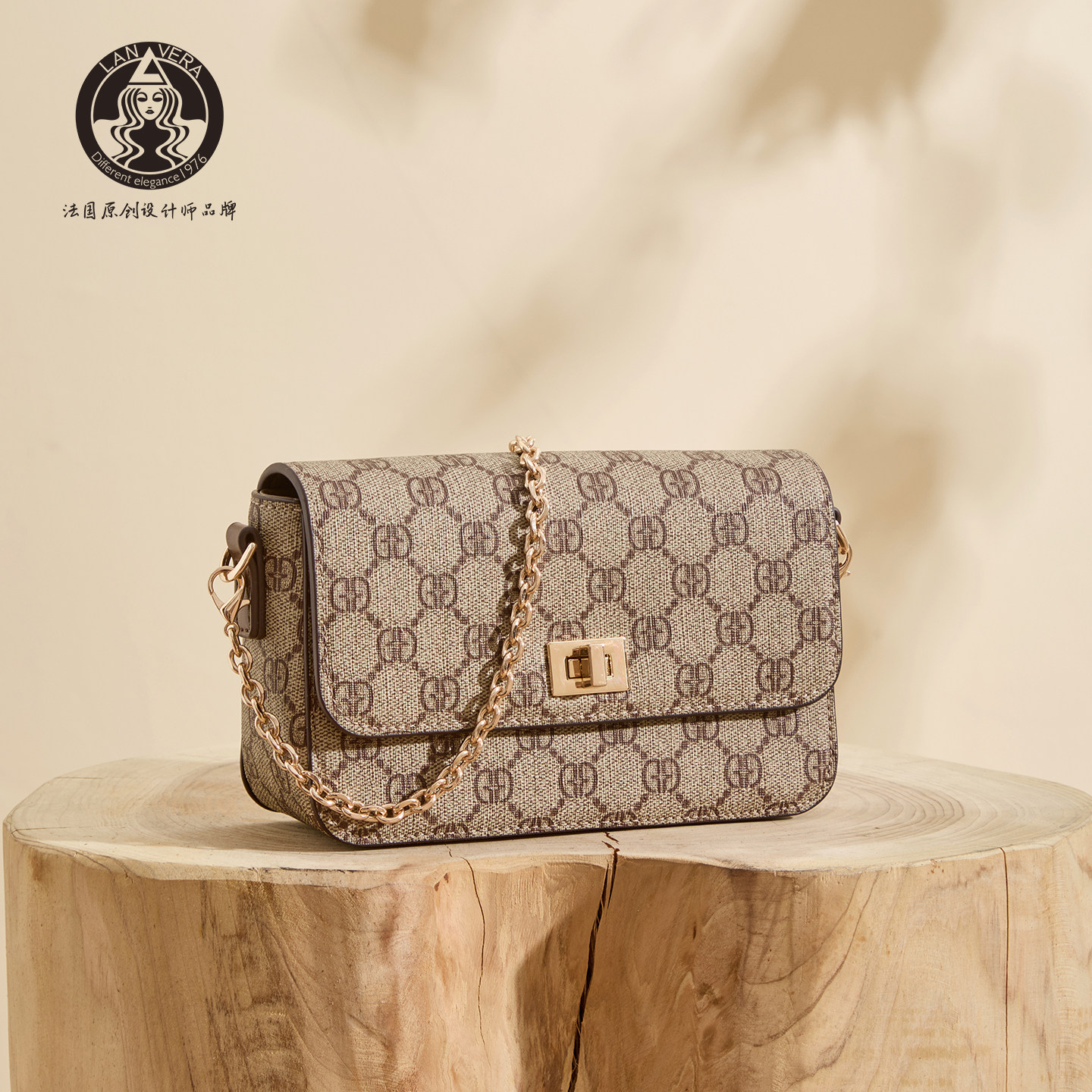 LANVERA夏季迷你包官方正品链条包锁扣小方包2026轻奢手机斜挎包