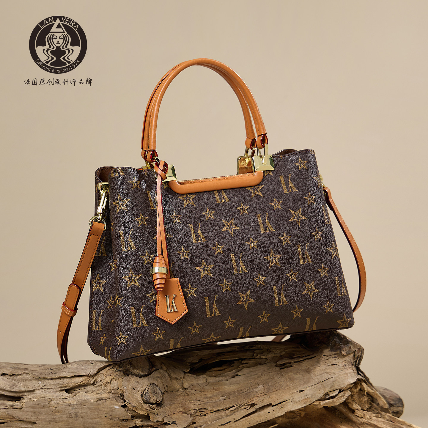 LANVERA女包通勤大容量手提包新款2026送妈妈大气礼物包包斜挎包