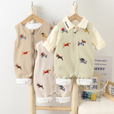 宝宝a类纯棉衣服两件套套装春秋款背带裤洋气可爱小童婴儿连体衣