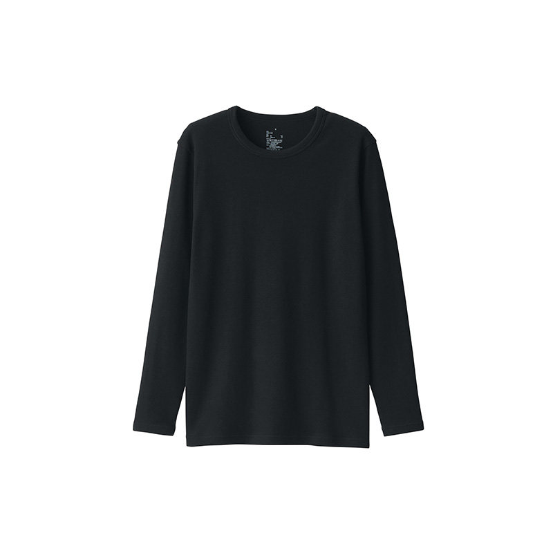 MUJI 여성용 두꺼운 면 긴팔 티셔츠 바닥 셔츠 홈웨어 순면