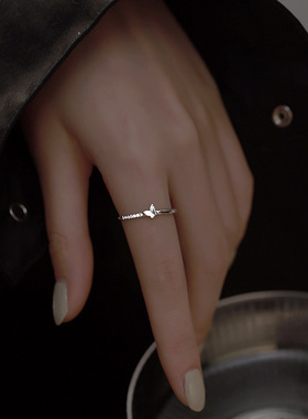 蝴蝶戒指女生小众设计感日系轻奢小蝴蝶指环网红开口可调节食指戒