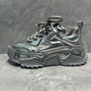 男女同款原创潮流百搭牛皮皮里头层猪皮鞋垫增高情侣款秋冬老爹鞋