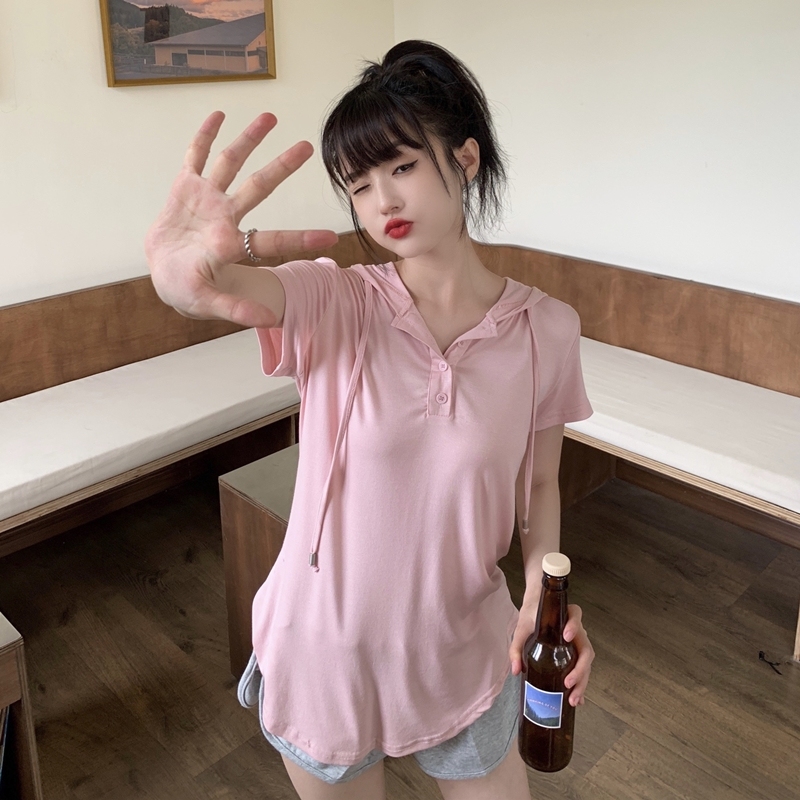 Real price Korean version retro lazy style design sense minority shirt shirt thin and versatile short top female