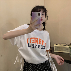 Real price summer new Korean simple drawstring design letter T-shirt student jacket
