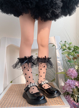 日系新品满天星点点花边女儿童宝宝水晶堆堆袜可爱短袜