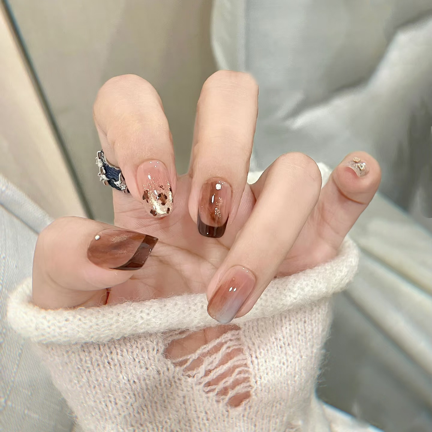 152手工定制成品穿戴甲秋冬巧克力咖显白光疗假指甲贴片孕妇美甲,彩妆/香水/美妆工具,穿戴甲/甲片,淘宝优惠券,粉丝福利购,淘宝优惠卷