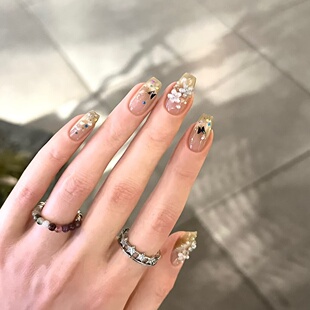 手工定制成品假指甲光疗穿戴甲氛围感青透绿猫眼水晶娘显白可拆卸