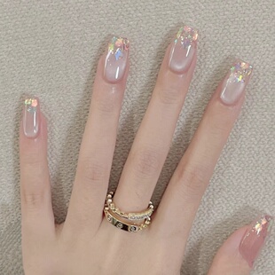 手工定制成品穿戴甲短甲猫眼显白光疗可拆卸假指甲贴片孕妇新娘