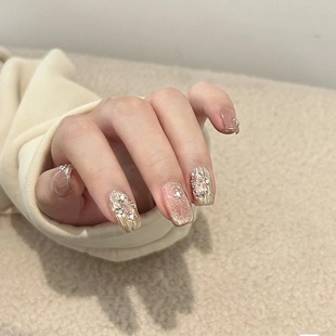 348手工定制布契拉提猫眼美甲成品贴片穿戴假指甲孕妇持久可拆卸