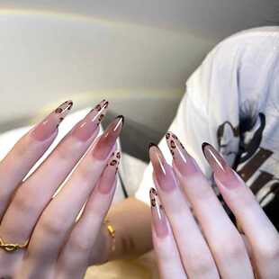 手工定制穿戴甲豹纹美甲贴片成品高级感显白可拆卸假指甲新娘孕妇