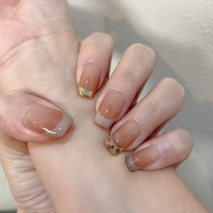 手工定制成品假指甲贴片秋冬简约法式 显白可拆卸美甲穿戴甲孕妇甲