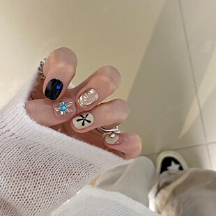 手工定制假指甲贴片成品甜酷初秋冬显白短款 新娘孕妇可拆穿戴甲