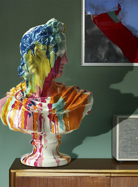 蝶陶家居雕塑摆件 涂色人物大卫人像雕像阿波罗抽象艺术品石膏像