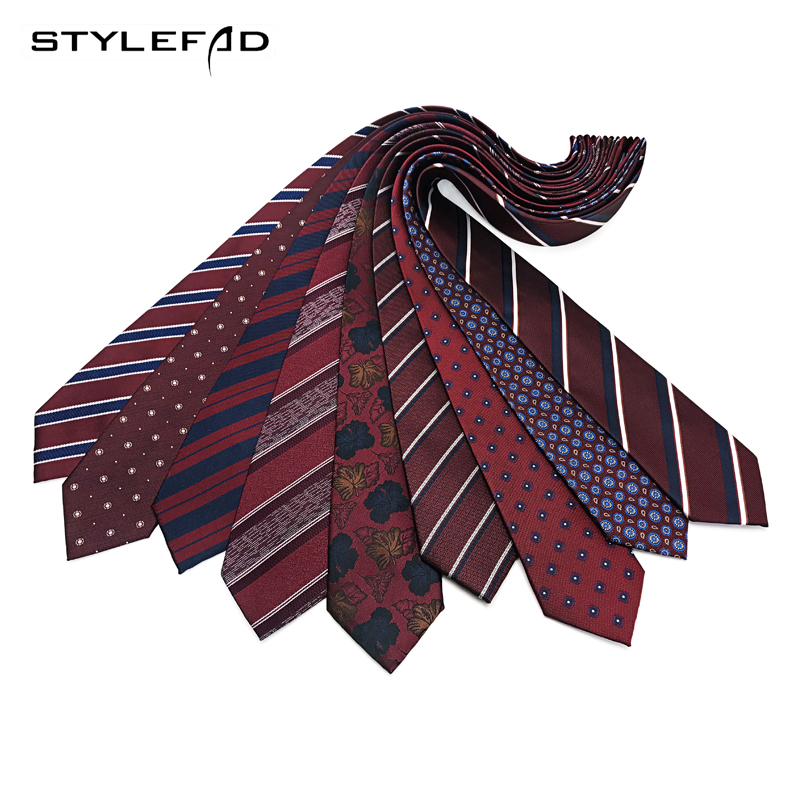 优雅酒红条纹配饰8cm宽版领带