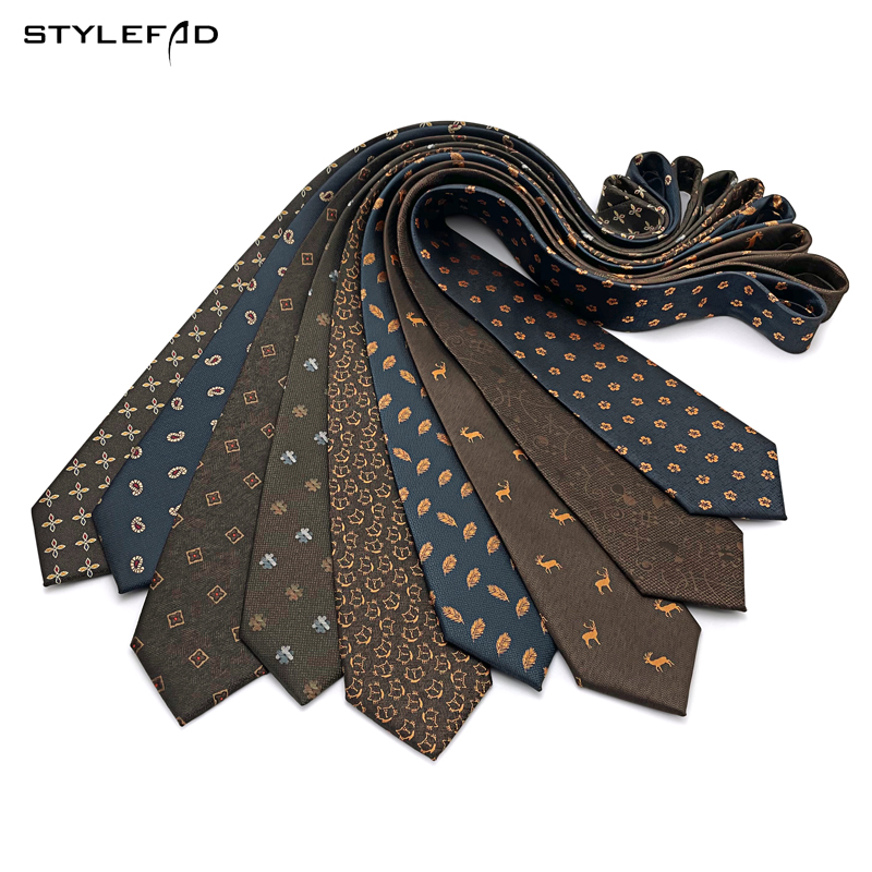 深咖啡色领带男 韩版个性复古碎花商务职业正装8cm宽版手打婚庆潮