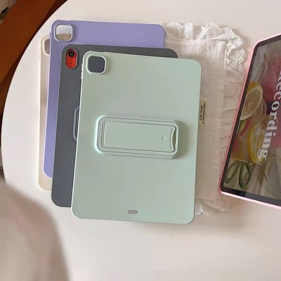 ins亲肤纯色ipad9保护壳A16/10.9寸10代无盖带支架ipadpro11平板壳mini6轻薄单面air11/456硅胶9.7迷你7后壳