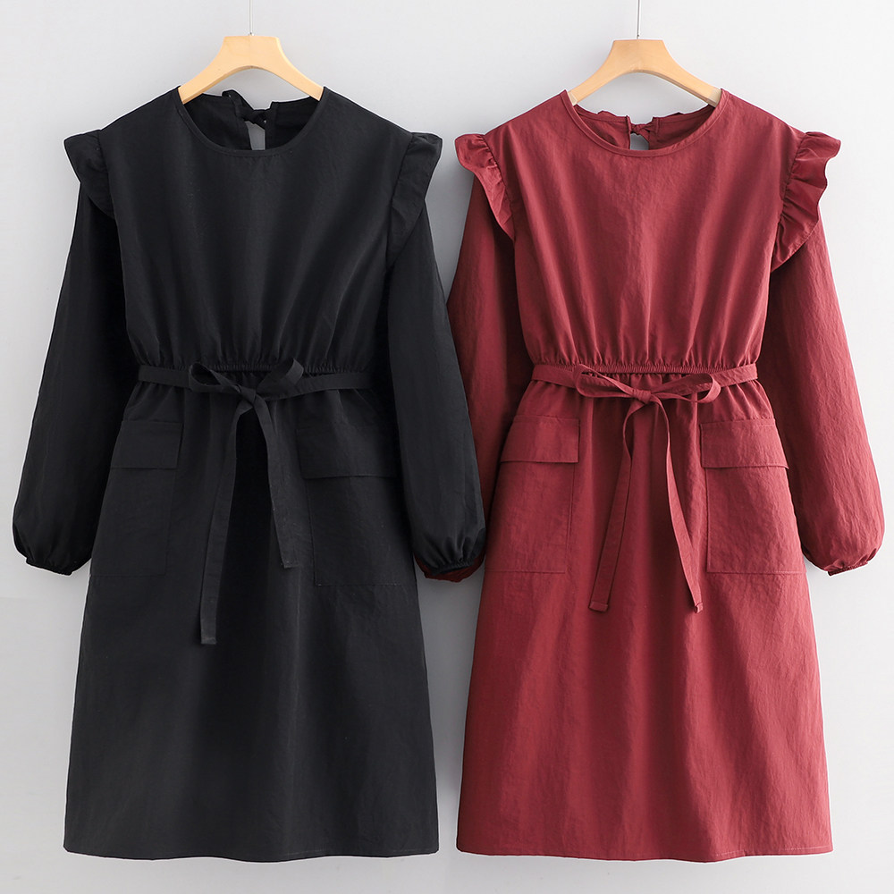 时尚韩版收腰长袖罩衣花店美甲定制防泼水可爱洋气公主裙女款围裙