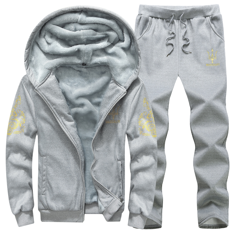 男士秋冬季青少年运动套装学生休闲男装加绒加厚棉衣韩版外套衣服