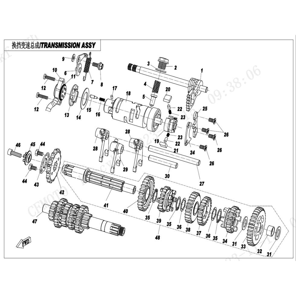 CFMOTO春风原厂摩托车配件ST狒狒发动机副轴/125-3/副轴油封