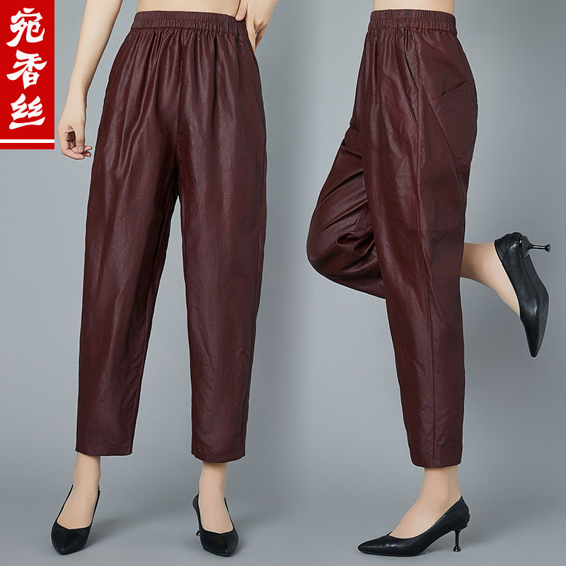 真丝香云纱小脚裤女桑蚕丝九分休闲裤中老年妈妈装夏高腰正宗品牌