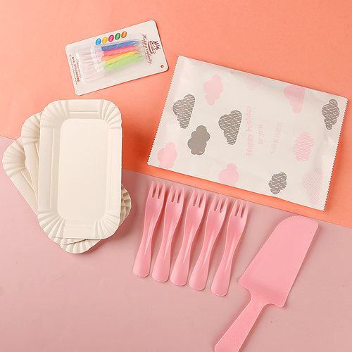 新款环保纸袋一次性蛋糕刀叉盘