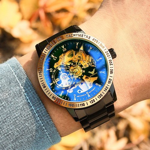 镂空防水机械表男士学生