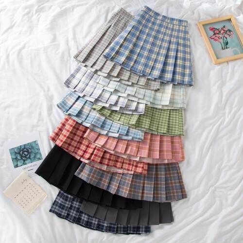学院风制服a字胖mm遮胯jk格裙