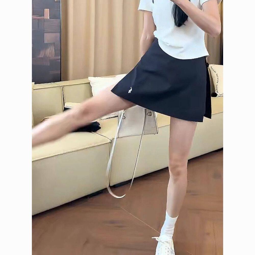 大码蓝色开叉半身裙裤女夏季胖mm高腰显瘦短裤防走光A字短裙裤裙