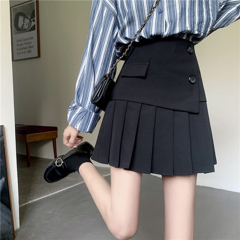 百褶裙短裙大码不规则半身裙2024夏季遮肚子腿粗A字裙胖mm西装