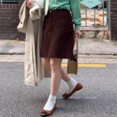 大码 咖色灯芯绒半身裙女中裙秋冬高腰显瘦a字半裙防走光包臀短裙