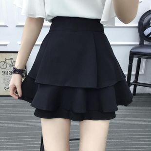 秋冬胖mm大码蛋糕女防走光裤衩裙大码黑色a字裤裙