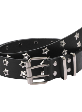 亚文化腰带女y2k朋克百搭千禧年星星镂空铆钉双排扣全孔皮带辣妹